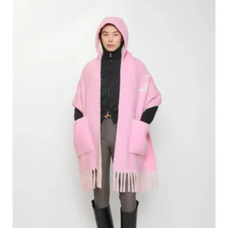 Logo Alpaca Wool Blend Hooded Scarf