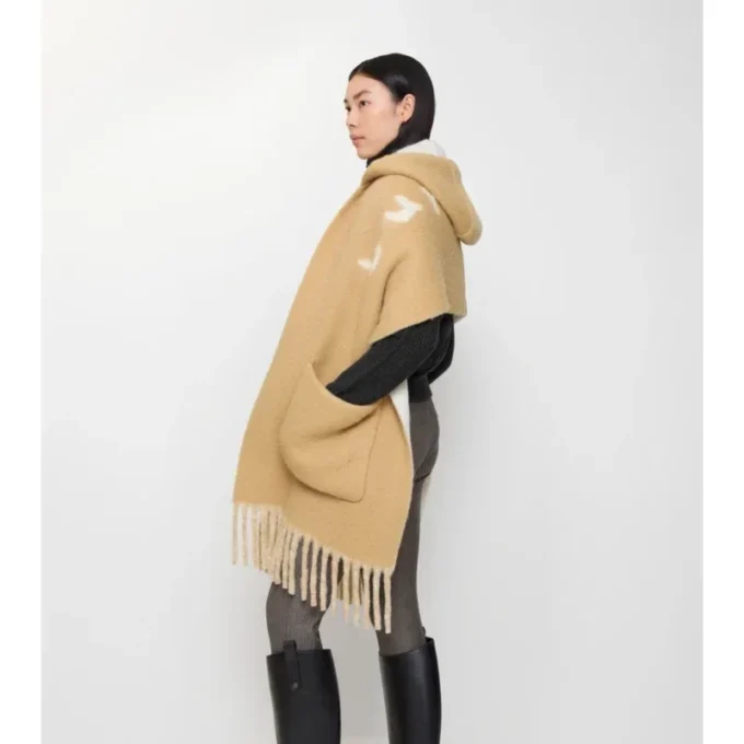 Logo Alpaca Wool Blend Hooded Scarf