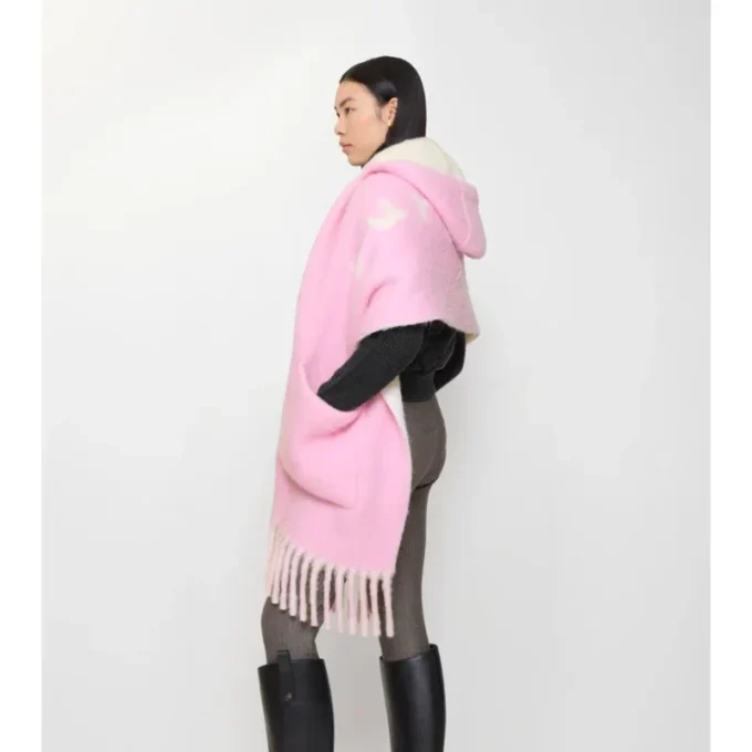 Logo Alpaca Wool Blend Hooded Scarf