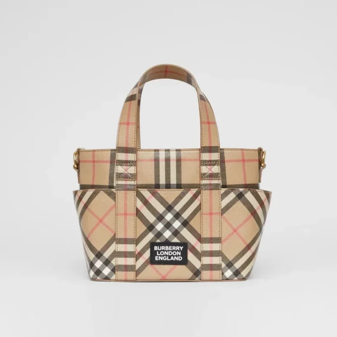 Logo Appliqua Vintage Check E-Canvas Tote