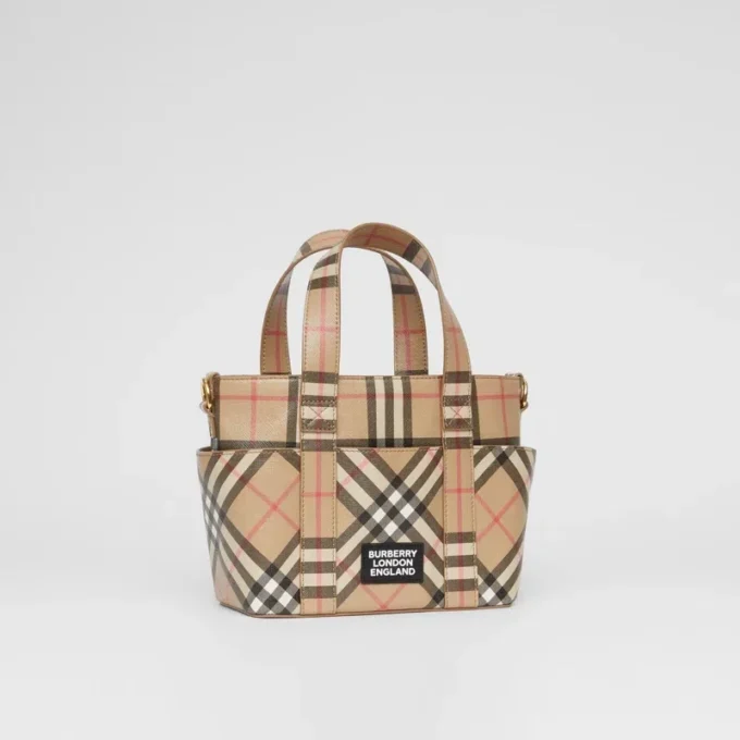 Logo Appliqua Vintage Check E-Canvas Tote