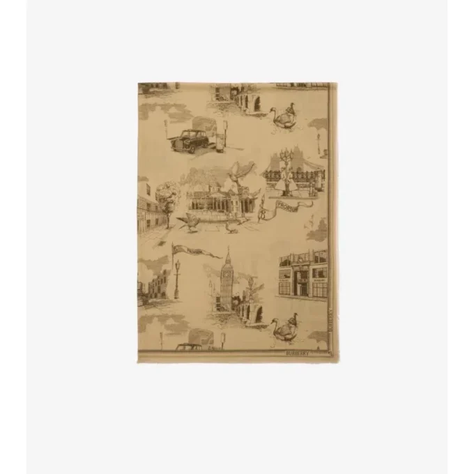 London Landmarks Wool Silk Scarf