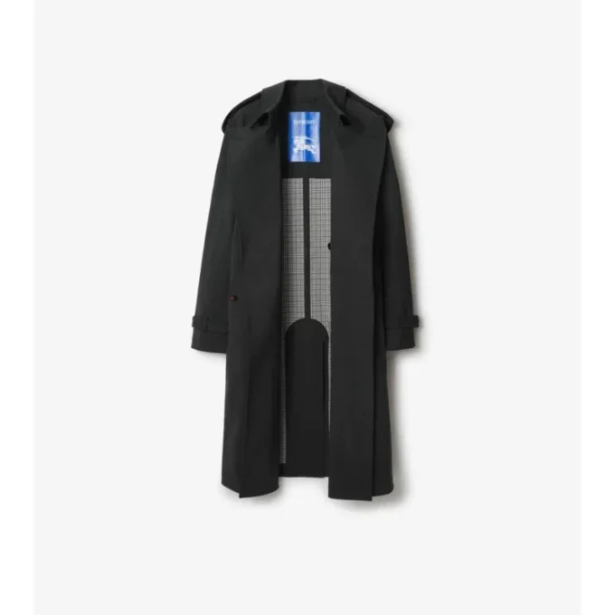 Long Bonded Stretch Wool Trench Coat