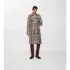 Long Check Coated Raffia-Effect Foxfield Trench Coat