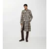 Long Check Coated Raffia-Effect Foxfield Trench Coat
