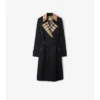 Long Check Collar Gabardine Trench Coat