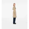 Long Check Collar Gabardine Trench Coat