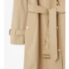 Long Check Collar Gabardine Trench Coat