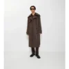Long Check Collar Silk Cotton Trench Coat