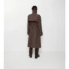 Long Check Collar Silk Cotton Trench Coat