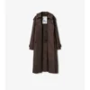 Long Check Collar Silk Cotton Trench Coat