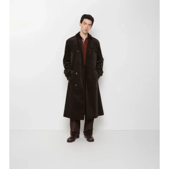 Long Corduroy Trench Coat