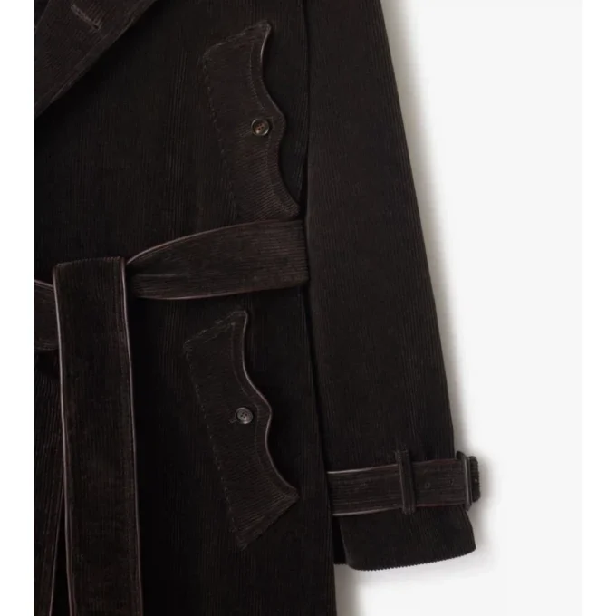Long Corduroy Trench Coat