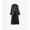 Long Embossed Leather Trench Coat
