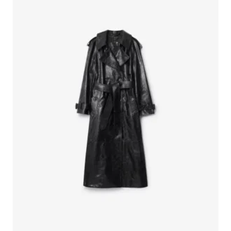 Long Embossed Leather Trench Coat