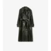 Long Embossed Leather Trench Coat