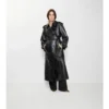 Long Embossed Leather Trench Coat