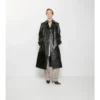 Long Embossed Leather Trench Coat