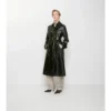 Long Embossed Leather Trench Coat
