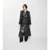 Long Embossed Leather Trench Coat