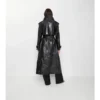 Long Embossed Leather Trench Coat