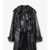 Long Embossed Leather Trench Coat