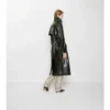 Long Embossed Leather Trench Coat