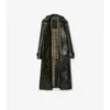 Long Embossed Leather Trench Coat