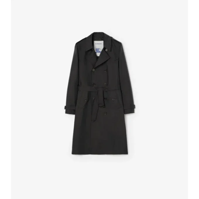 Long Geometric Nylon Blend Foxfield Trench Coat