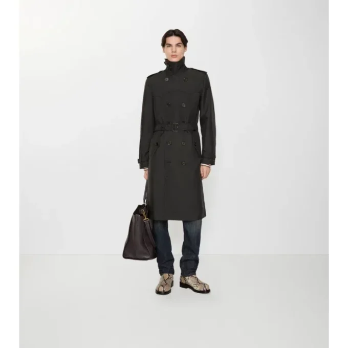 Long Geometric Nylon Blend Foxfield Trench Coat