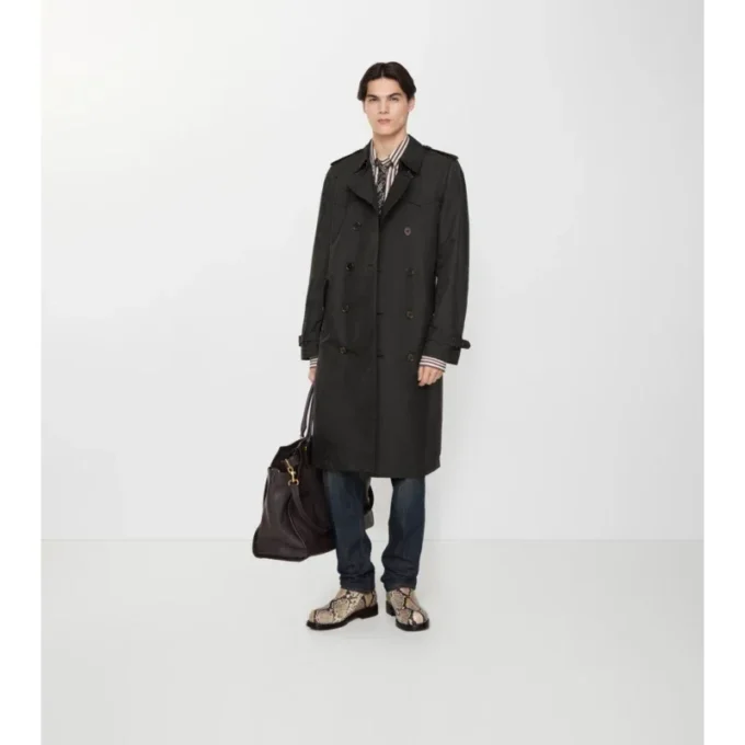 Long Geometric Nylon Blend Foxfield Trench Coat