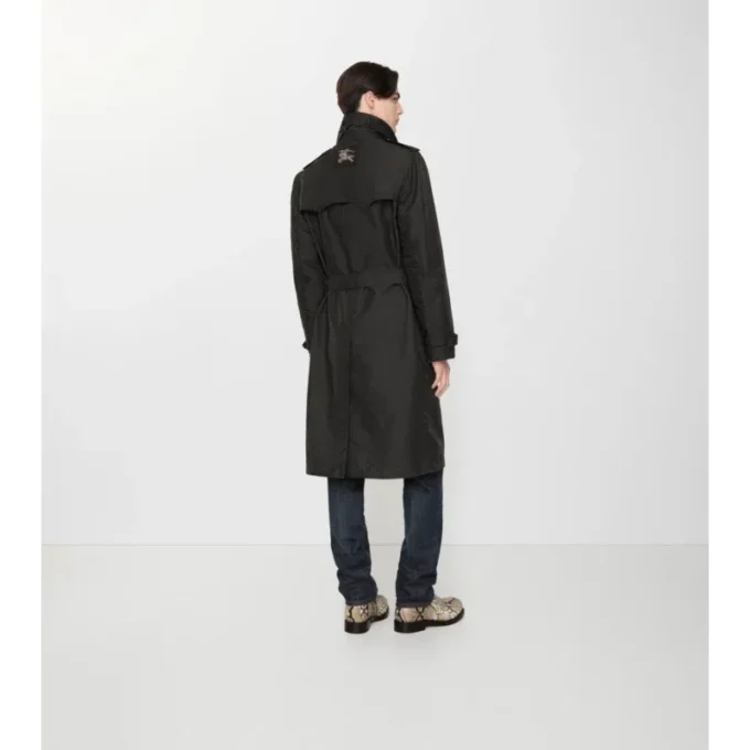 Long Geometric Nylon Blend Foxfield Trench Coat
