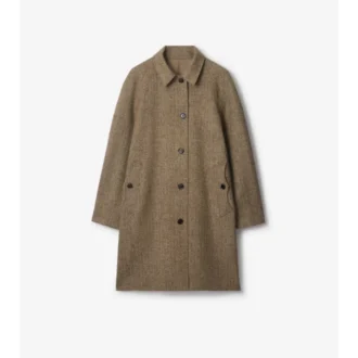Long Herringbone Wool Dual Burberry Car Coat
