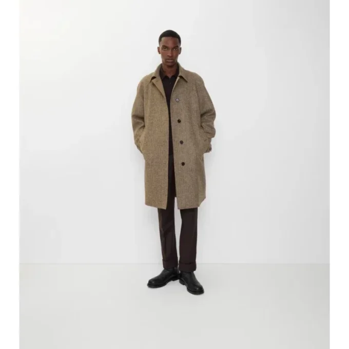 Long Herringbone Wool Dual Burberry Car Coat