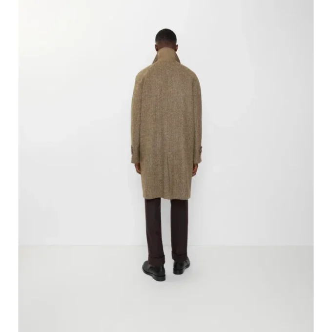 Long Herringbone Wool Dual Burberry Car Coat