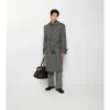 Long Herringbone Wool Trench Coat