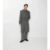 Long Herringbone Wool Trench Coat