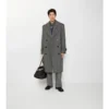 Long Herringbone Wool Trench Coat