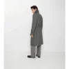 Long Herringbone Wool Trench Coat