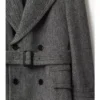Long Herringbone Wool Trench Coat