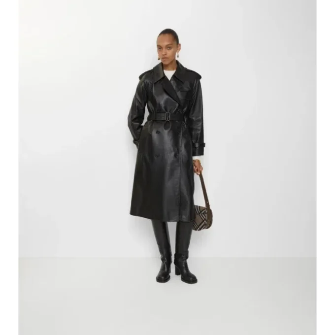 Long Leather Castleford Trench Coat