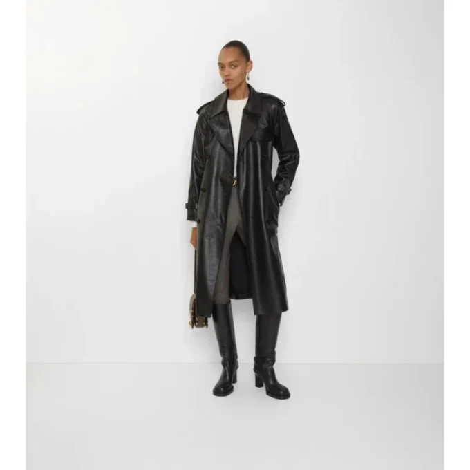 Long Leather Castleford Trench Coat