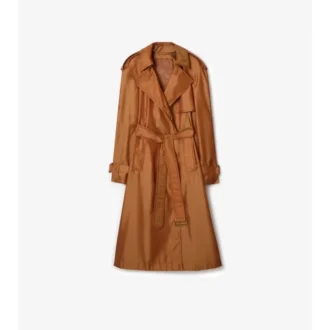 Long Nylon Blend Trench Coat