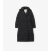 Long Nylon Hooded Puffer Coat