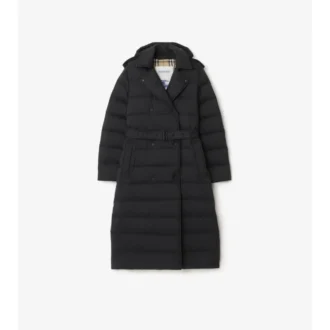 Long Nylon Hooded Puffer Coat