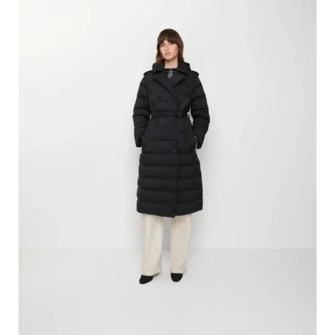 Long Nylon Hooded Puffer Coat