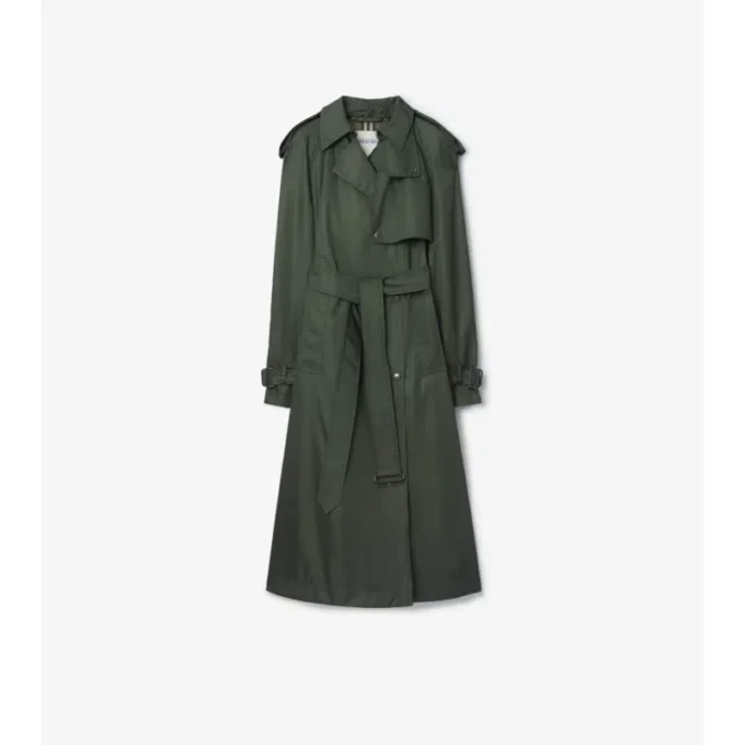 Long Nylon Hooded Trench Coat