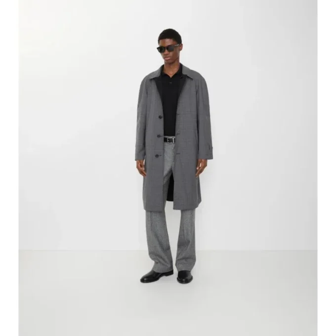 Long Reversible Check Wool Parkbury Car Coat