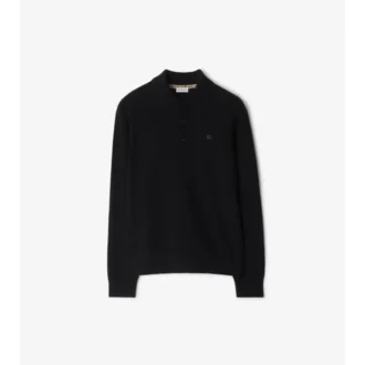 Long-Sleeve Cashmere Blend Polo Shirt