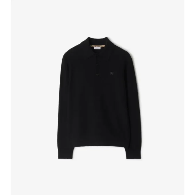 Long-Sleeve Cashmere Blend Polo Shirt